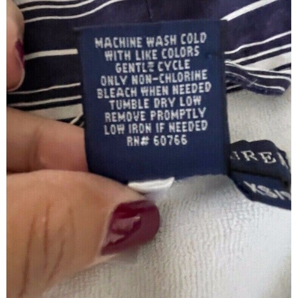 Vintage RALPH LAUREN Womens Robe XS/S Blue Striped Terry Lining Embroidered Logo - Picture 9 of 11